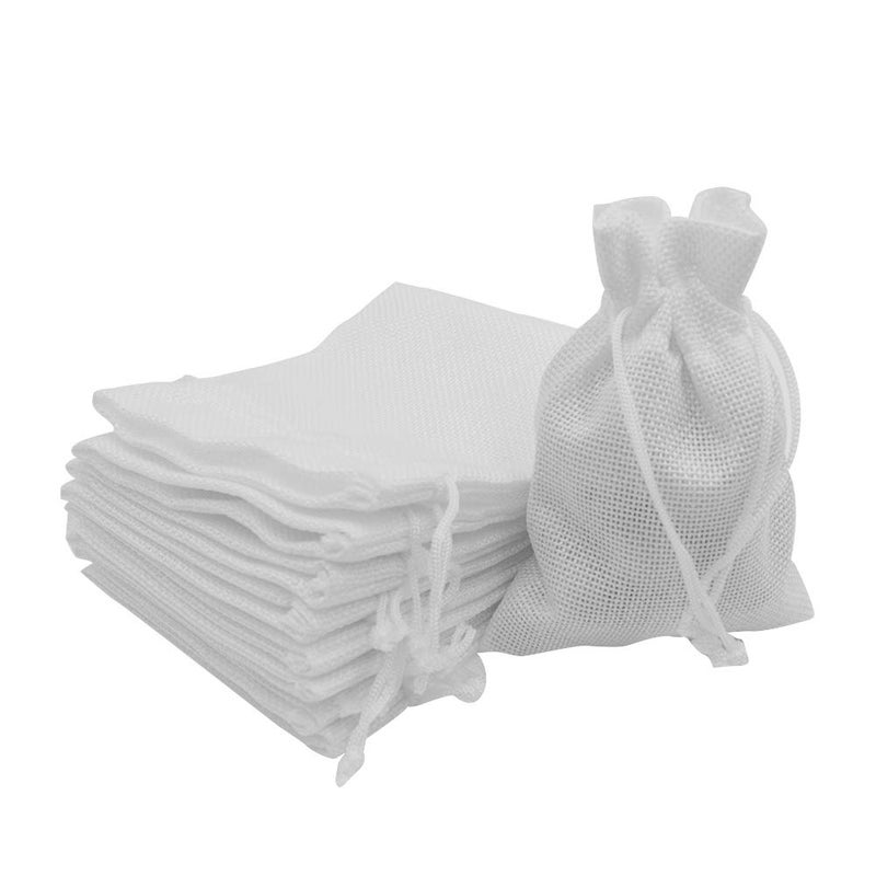 Bezall 50Pcs Burlap Bags with Drawstring, 3.9 x 5.5 inch White Linen Gift Bags Jewelry Pouches Sacks for Christmas, Wedding Favors, Party, DIY Craft - Image 1